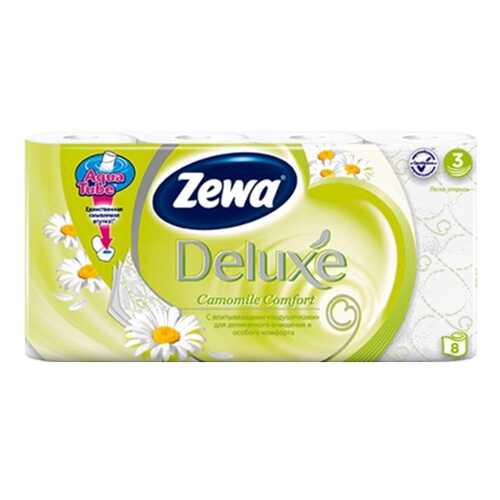 Туалетная бумага Zewa Deluxe Ромашка, 3 слоя, 8 рулонов в Эль Дибот