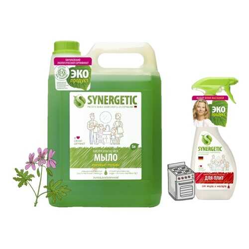 Synergetic Жидкое мыло Луговые травы 5 л + подарок Спрей для кухонных поверхностей 500 мл в Эль Дибот